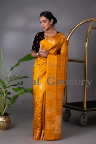 Golden Yellow banarasi silk Saree