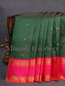 Pure kanchipuram silk saree dark green