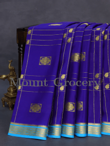 Pure mysore silk saree blue and light blue