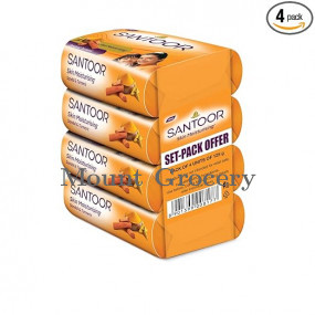 Santoor Sandal & Turmeric Soap for Total Skin Care, 125g (Pack of 4)