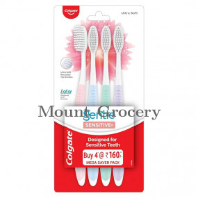 Colgate Gentle Sensitive Soft Bristles Manual Toothbrush For Adult Combo Pack Offer - 4Pcs