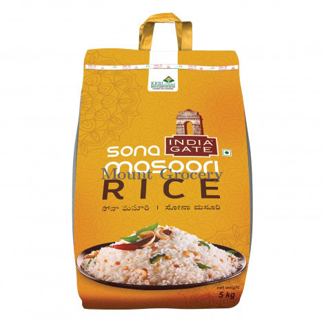 India Gate Sona Masoori Rice 5Kg | Raw & aged for 2 years