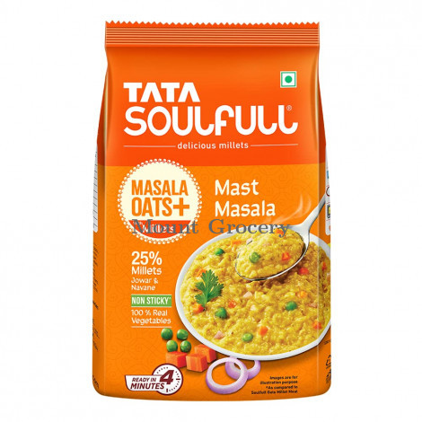 Tata Soulfull Masala Oats+, Mast Masala, 500g, 25% Millets, Real Veggies, Healthy Evening Snack
