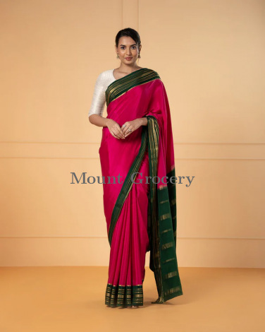 Pink Crepe Silk Saree