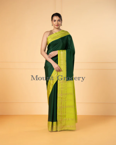 Bottle Green Crepe Silk Saree