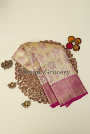 Kancheepuram Silk Ivory Gold Saree