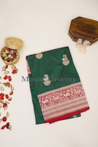 Banarasi Silk Bottle Green Saree