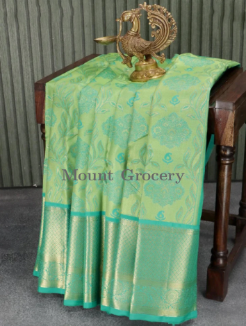 Pure Kanchivaram silk saree sea green tissue