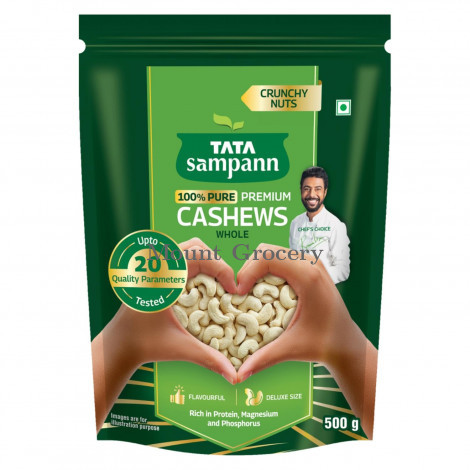 Tata Sampann Pure Cashews Whole/Kaju, 500g