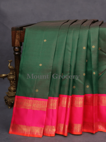 Pure kanchipuram silk saree dark green