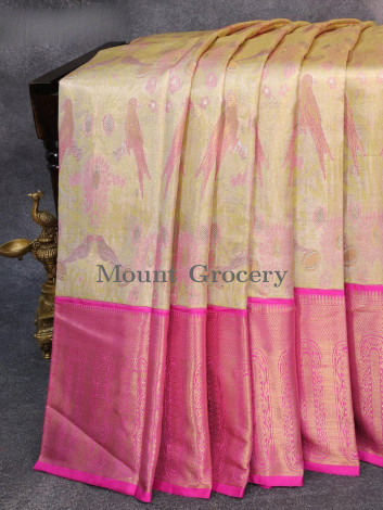 Pure kanjivaram tissue silk saree elaichi green