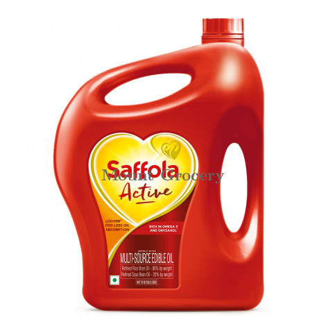 Saffola Active Refined Blended Rice Bran & SoyaBean oil 5L Can