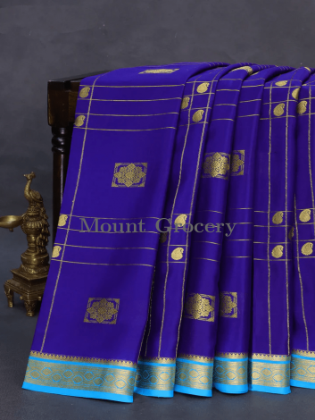 Pure mysore silk saree blue and light blue