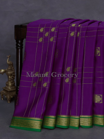 Pure mysore silk saree purple and green