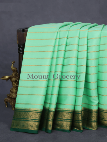 Pure mysore silk saree teal green and green