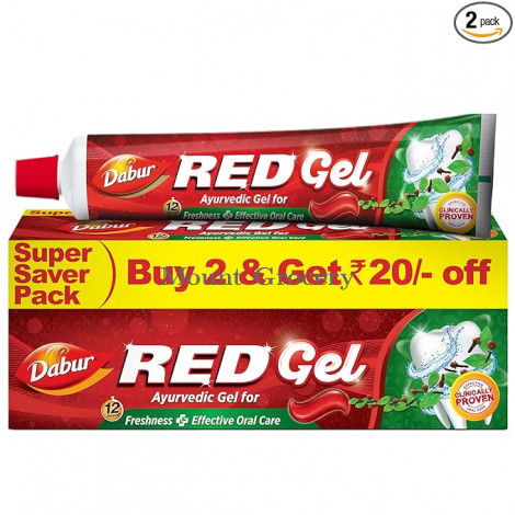 Dabur Red Gel Ayurvedic Toothpaste - 300g (150g x 2, Pack of 2)