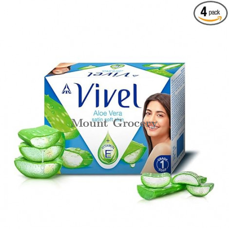 Vivel Aloe Vera Grade 1 Bathing Soap with Vitamin E for Soft Glowing skin, 600g (150g - Pack of 4)