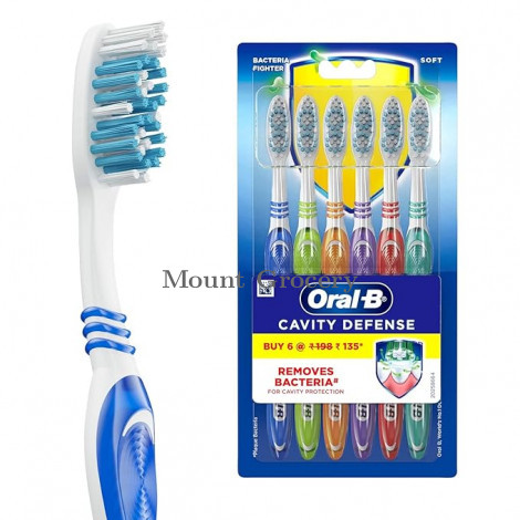 Oral-B Cavity Defense Soft Toothbrush For Adults, Soft Bristles, Family Pack Of 6,