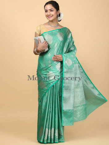 Women Semi Silk Saree Green