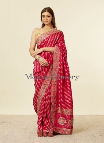 Rani Floral and Bel Buti Patterned Bridal Saree
