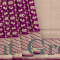 Purple Handwoven Benares Silk Saree With Zari checks and Peacock, Yazhi Elephant Motifs