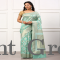 Women Semi Linen Weaving Saree Green