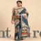 Women Semi Tussar Floral Saree Blue