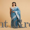 Maya Blue Jaal Patterned Saree with Intricate Borders